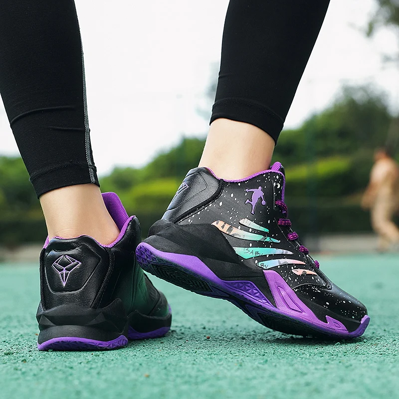 JIEMIAO 2021 New Big Children Basketball Shoes Breathable Comfortable Sports Ankle Boots Basketball Athletic Training  Sneakers