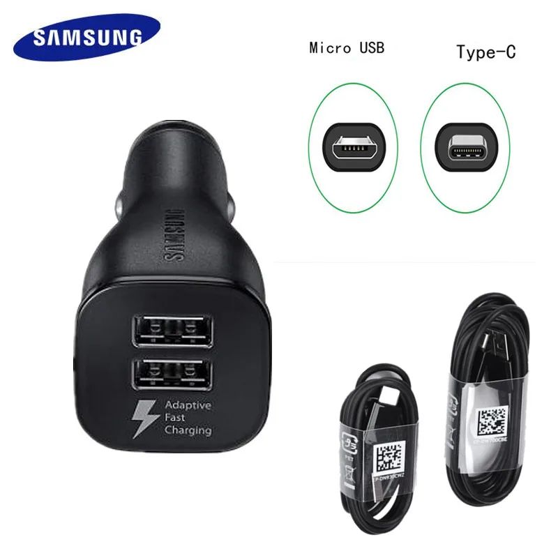 Автомобильное зарядное устройство samsung Dual USB адаптивный быстрый адаптер Micro usb type C