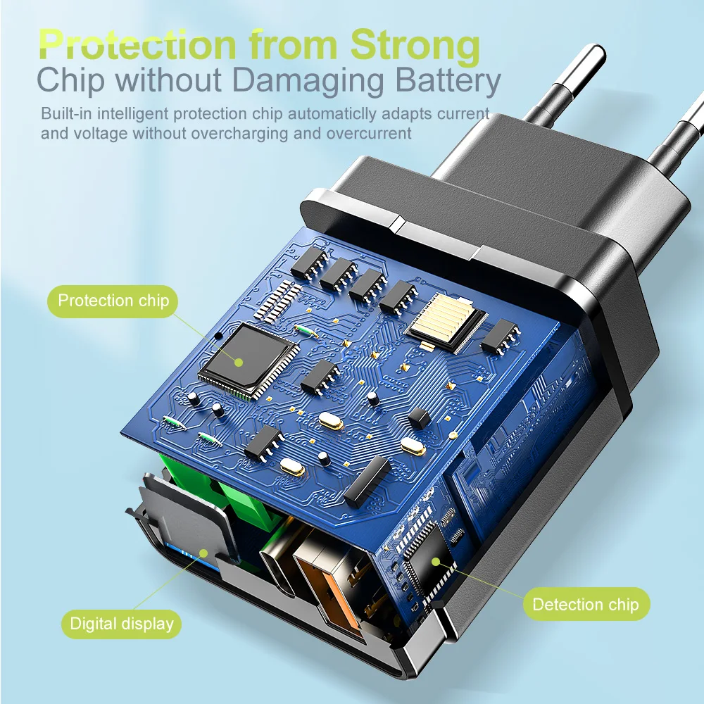Twitch USB 3 0 зарядное устройство светодиодный дисплей QC PD Быстрая зарядка мобильный