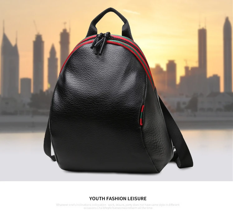 Черный женский рюкзак модный из искусственной кожи многофункциональная женская