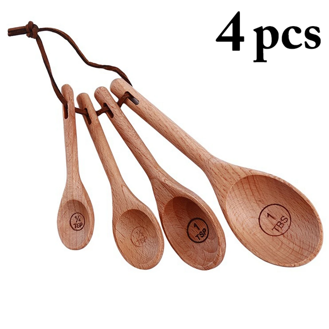 

4PCS/Set Measuring Milk Powder Spoon Wooden Mini Coffee Bean Spoon Food Grade Utensil Measure Spoon Kitchen Tool Supplies Series