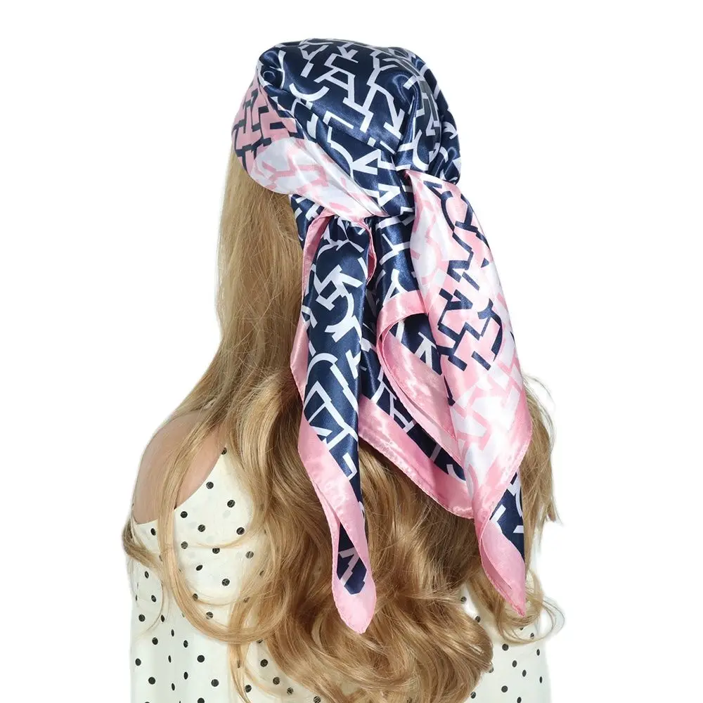 

Silk Scarves Women 90*90cm Satin Hijab Scarf Muslim Female Shawls And Wrap Hair Headscarf Pareo Bandanna