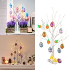 60 см освещенная береза, пасхальные украшения, пасхальное яйцо, подвесные украшения из дерева, светодиодные искусственные огни из березы, пасхальные подарки