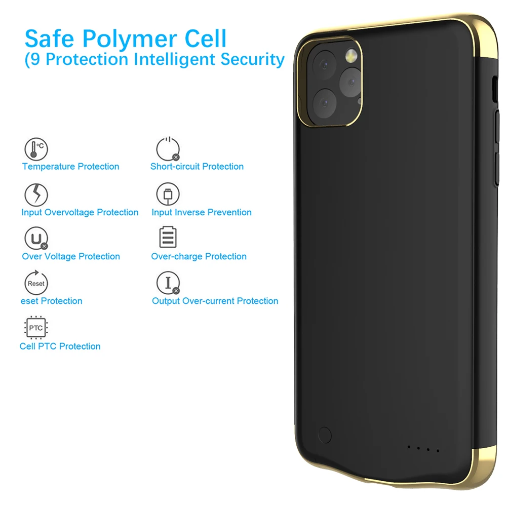 Для iPhone 11 Pro Max 6,5 дюймов 11 6,1 дюймов Чехол для зарядного устройства 6000 мАч Внешняя резервная Зарядка power Bank крышка аккумулятора