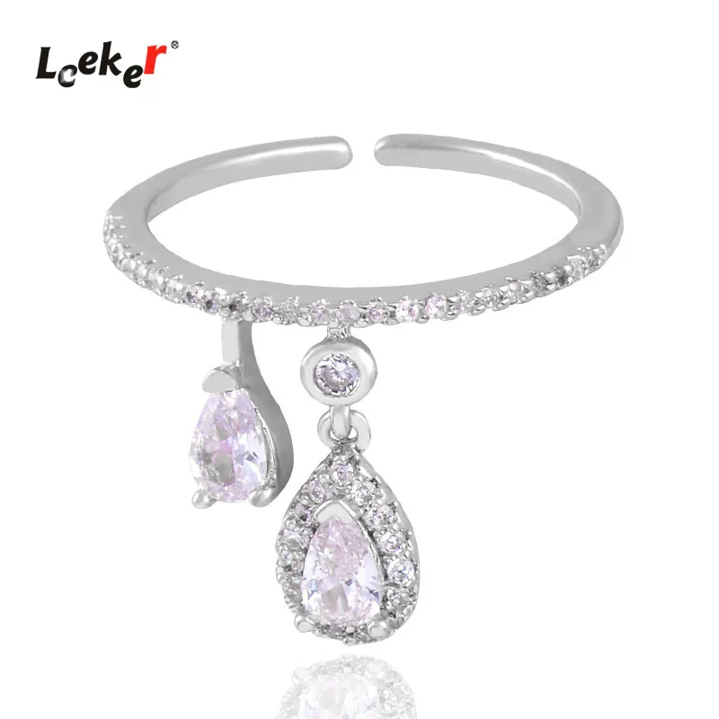 LEEKER 2020 новые каплевидные Хрустальные подвесные кольца для женщин розовый