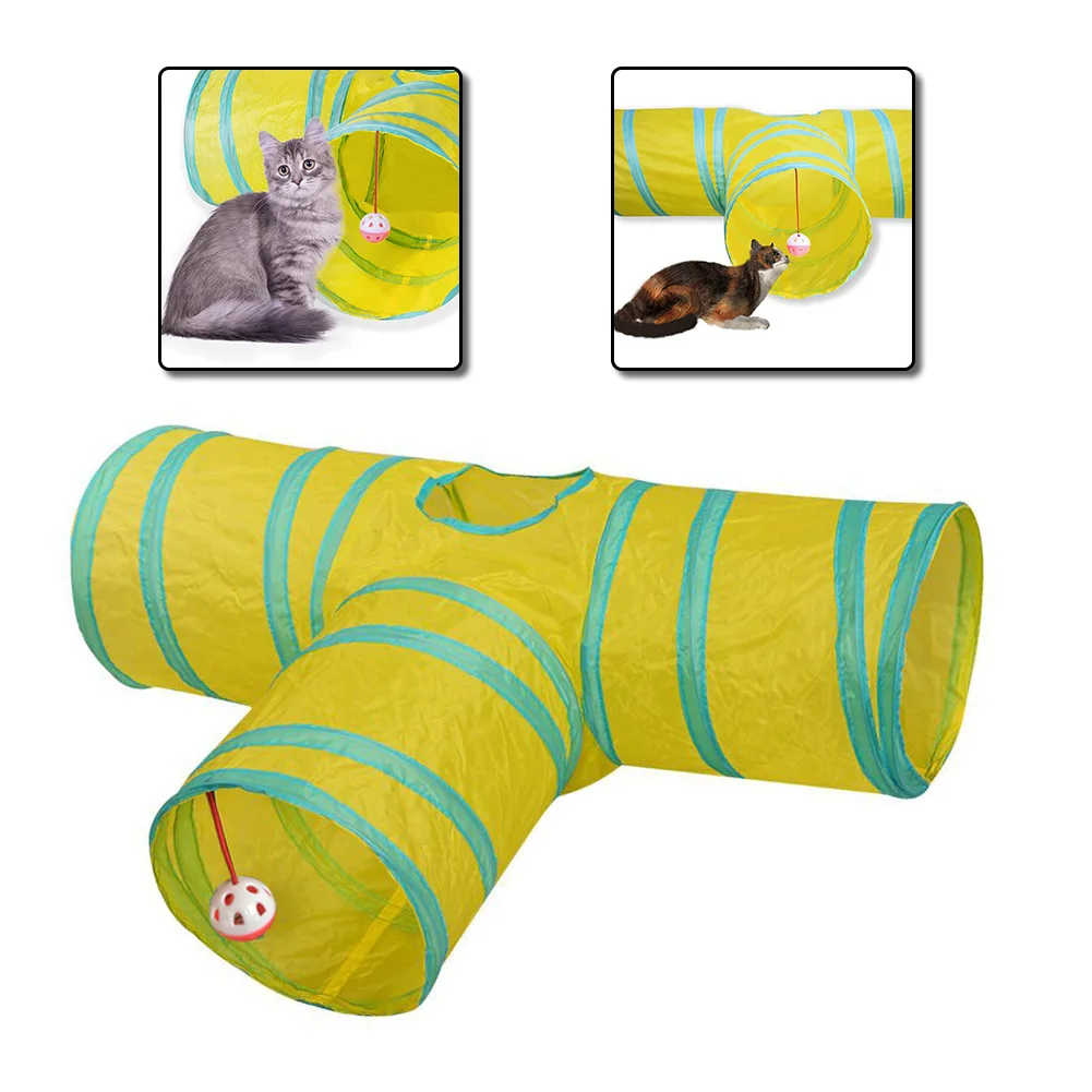 

3 Holes Foldable Pet Cat Tunnel Indoor Outdoor Pet Cat Training Toy for Cat Rabbit Animal Play Tunnel Tube T-joint