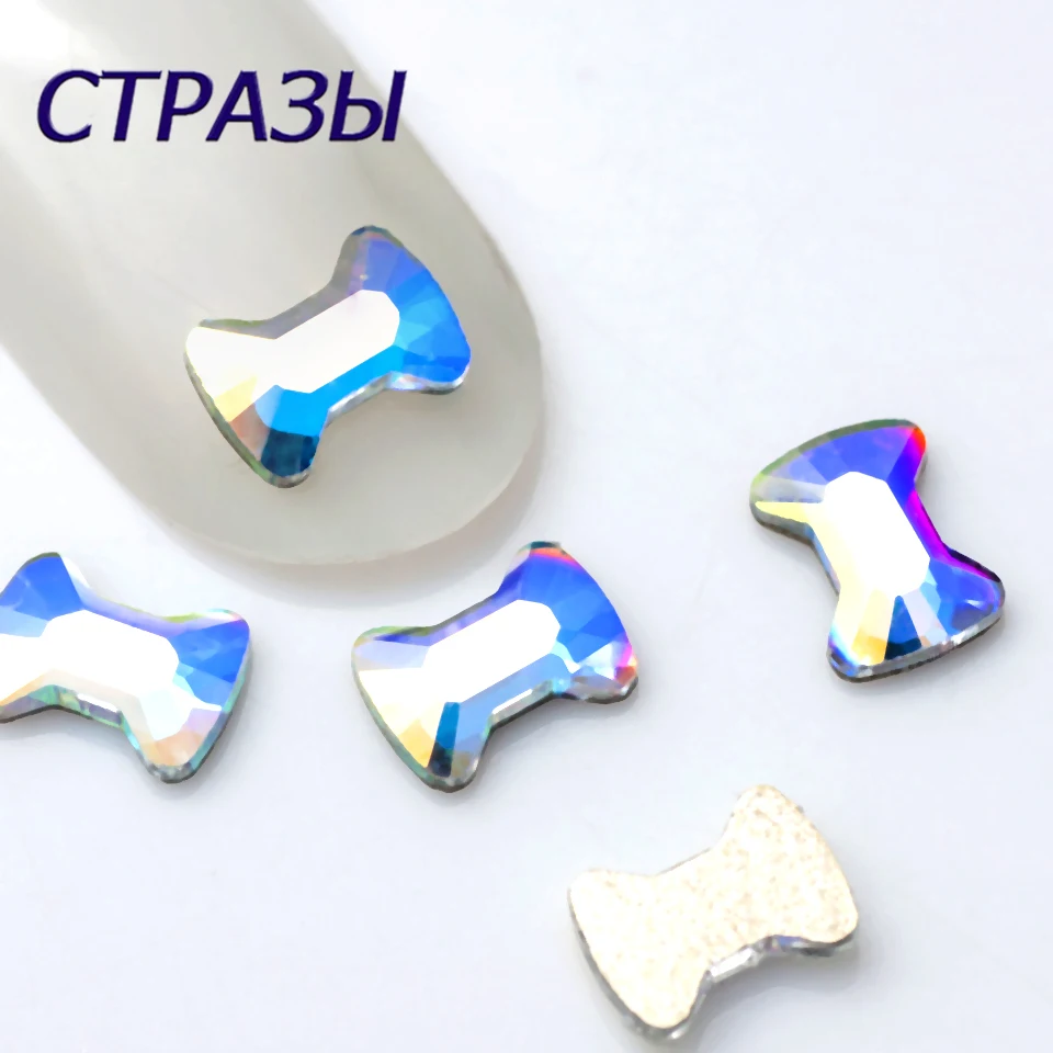 

4.5X6mm Tilted Flat Back 20pcs Glass Crystal AB Rainbow Rhinestone Nail Art Craft Crystal 3D Decor Flat Back Nail Rhinestone