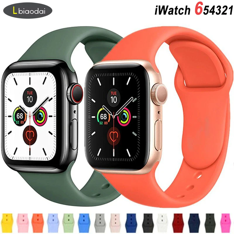 Ремешок силиконовый для apple Watch band 44 мм 38 аксессуары смарт часов браслет iWatch 3 4 5 6 se