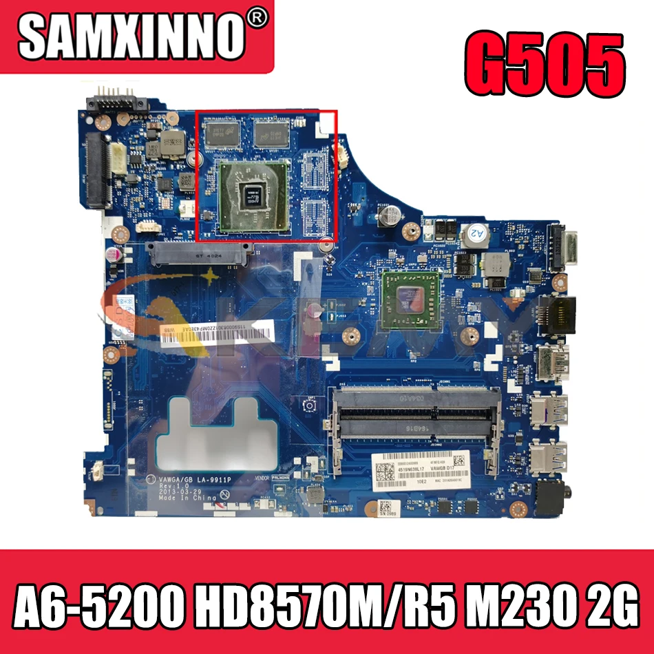 

Akemy VAWGA/GB LA-9911P материнская плата для ноутбука Lenovo G505 Материнская плата ноутбука процессор A6-5200 HD8570M/R5 M230 2G DDR3 100% тесты работы