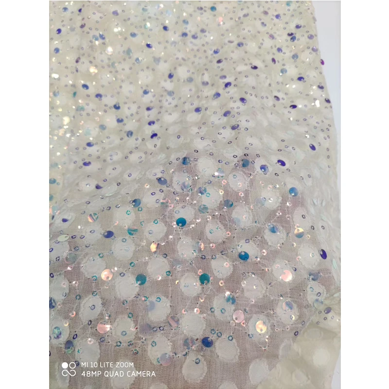 

Lace Fabric For Dresses 5 Yards High Quality 115cm Colorful Sequins Design Lace Embroidered Polyester Fabrics Casual For Daily