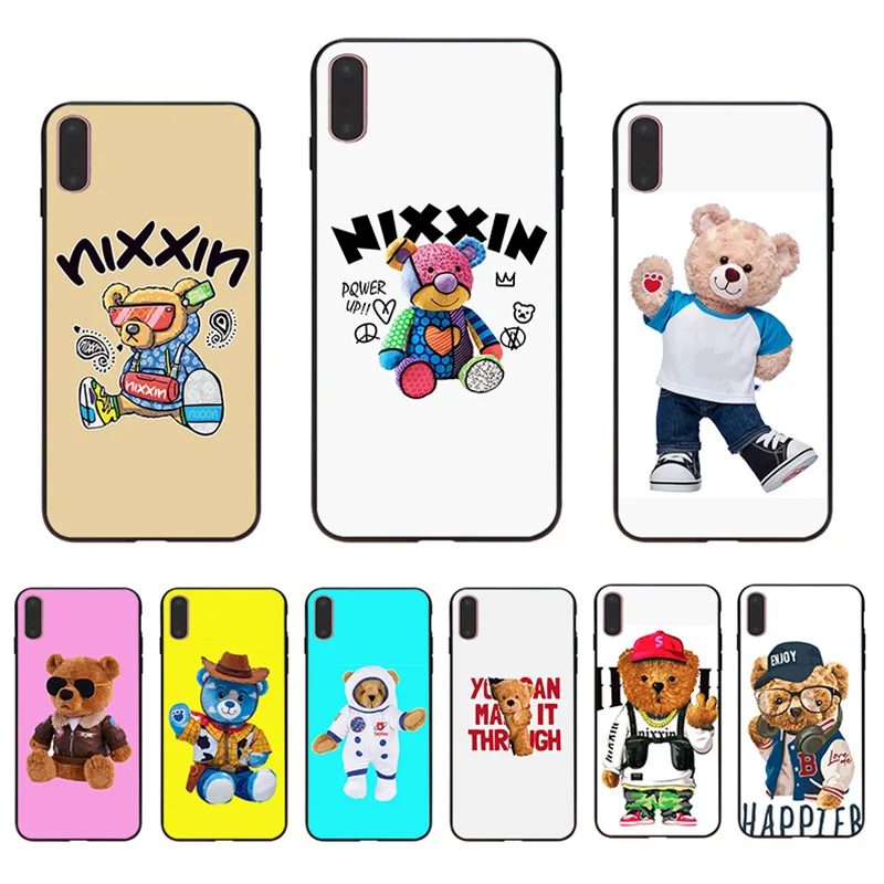 

Cute Happier Stuffed Bear Phone Case For Iphone 13 12 Mini 11 Pro XS Max Mobile Shell SE 2020 7 8 Plus X XR 10 5 6 6S Hard Cover