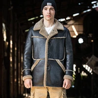 promote men winter warm fur coat black genuine leather sheepskin fur shearling jackets business casual formal coats