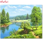 Алмазная вышивка крестиком лес весенний пейзаж Алмазная вышивка натуральное озеро дерево из бисера 3d картина Стразы мозаика