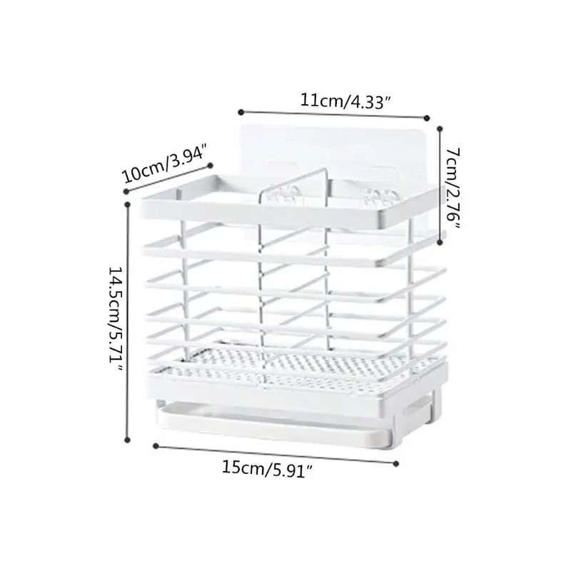 

Wall Mounted Kitchen Cutlery Drainer Spoon Fork Chopsticks Holder Multi-function