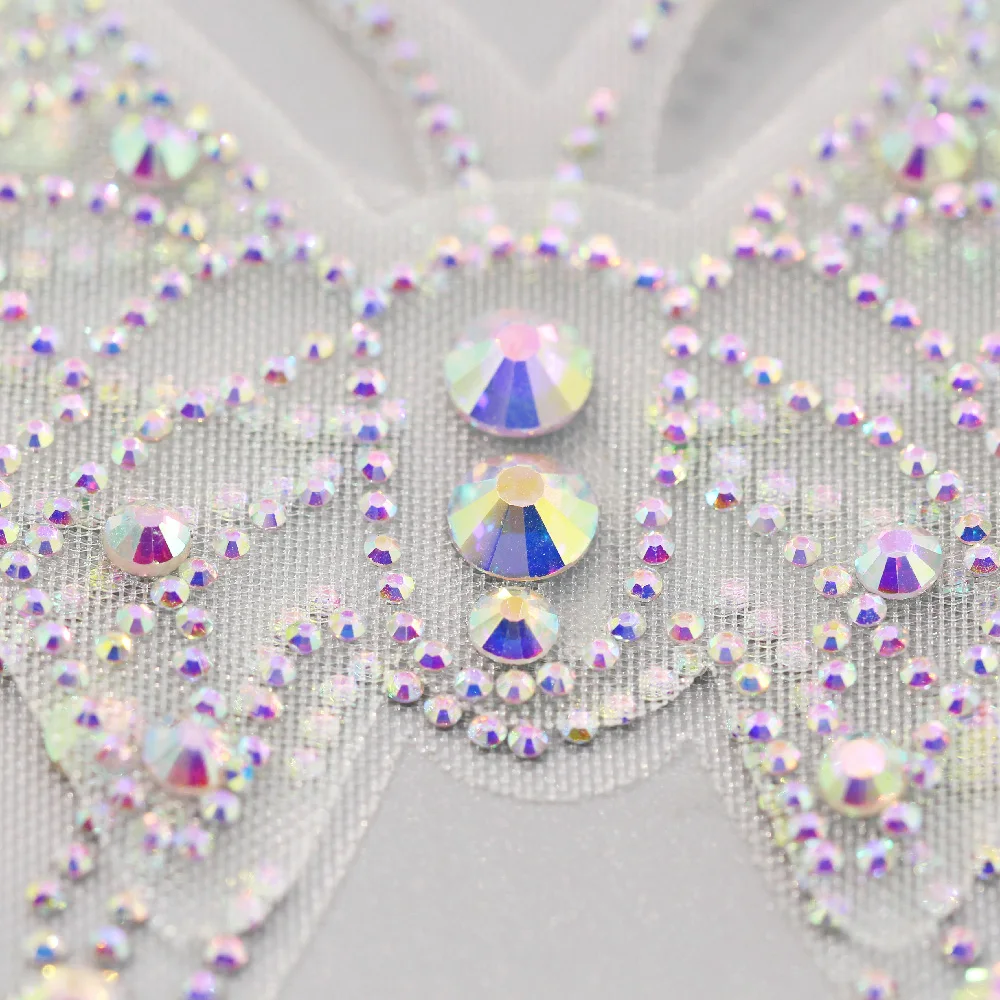 Банты/стразы бабочки Аппликации кристаллы AB белые/черные патчи с плоской задней