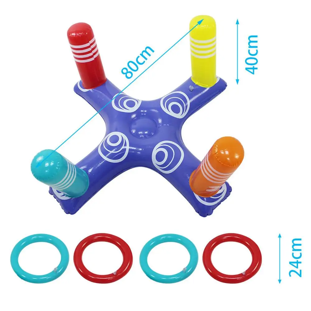 

Swimming Pool Toys Inflatable Ring Throwing Pool Game Toys Floating Swimming Pool Ring with 4 PCs Rings A