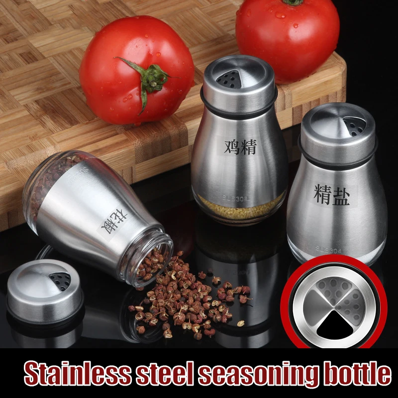 

Shakers Set With Adjustable Pour Holes Stainless Steel & Glass Spice Dispenser Refillable Durable Perfect For Seasoning Cocina