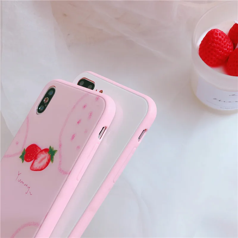 Kawaii японский клубничный чехол для телефона с надписью iPhone 6 Puls 6S 7 8 X XS чехлы из