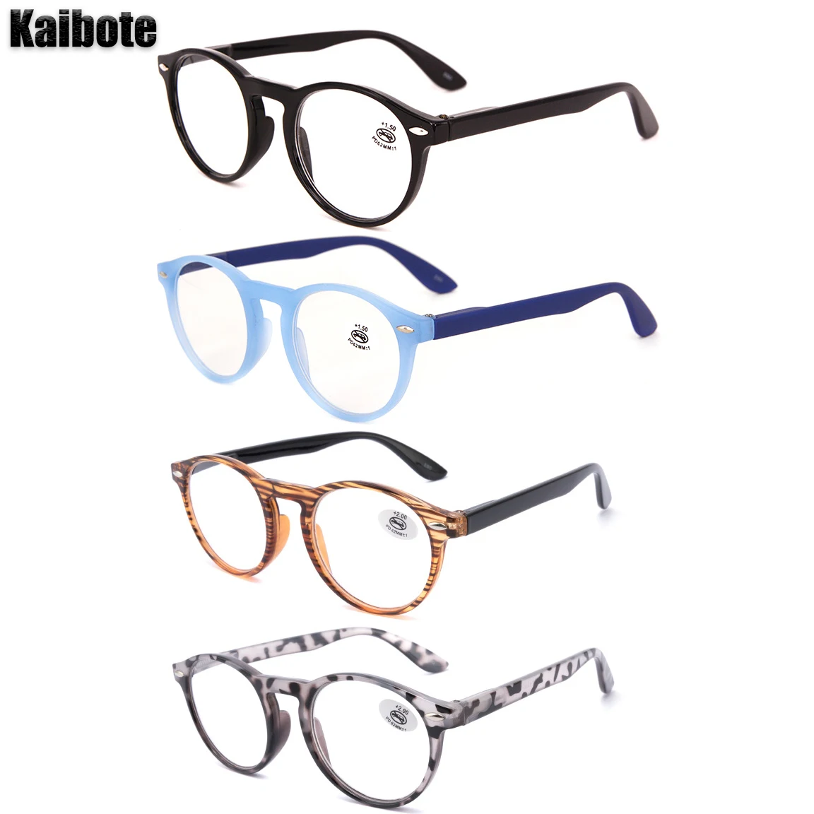 

KBT Super Valued Pack 4 Pairs Reading Glasses Men Women Round High Quality Presbyopic Eyeglasses Unisex 1.0 1.5 2.0 2.5 3.0 3.5