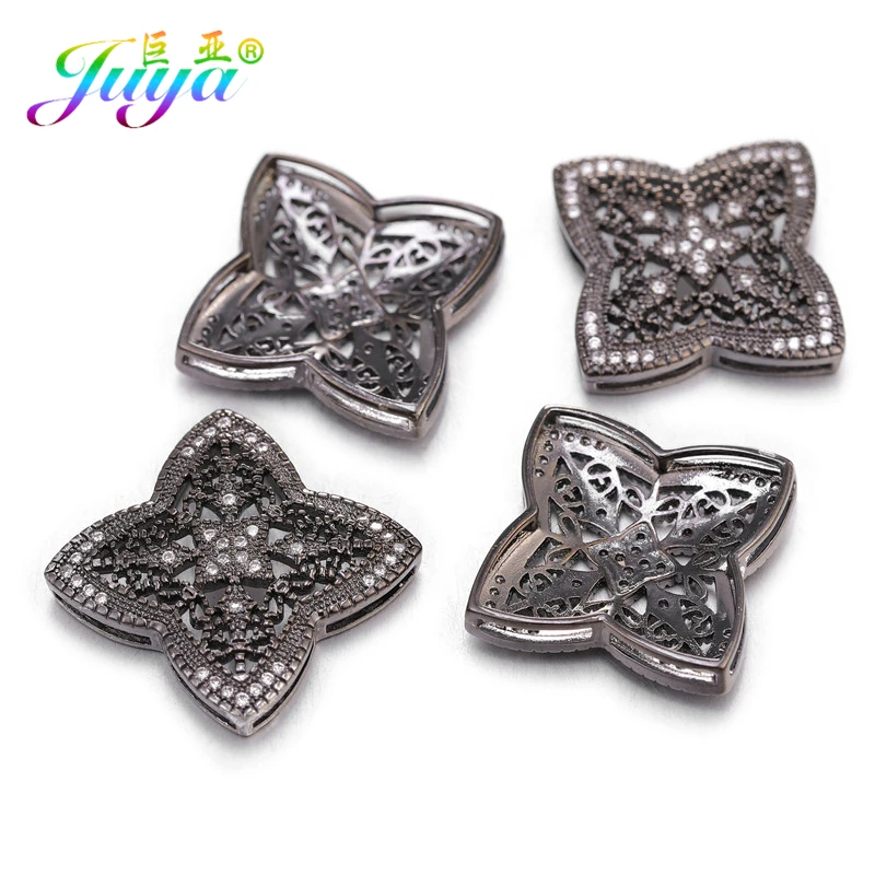 Juya Micro Pave Циркон полый цветок квадратный разъем Подвески Аксессуары для женщин Мода Жемчуг материал для изготовления ювелирных изделий