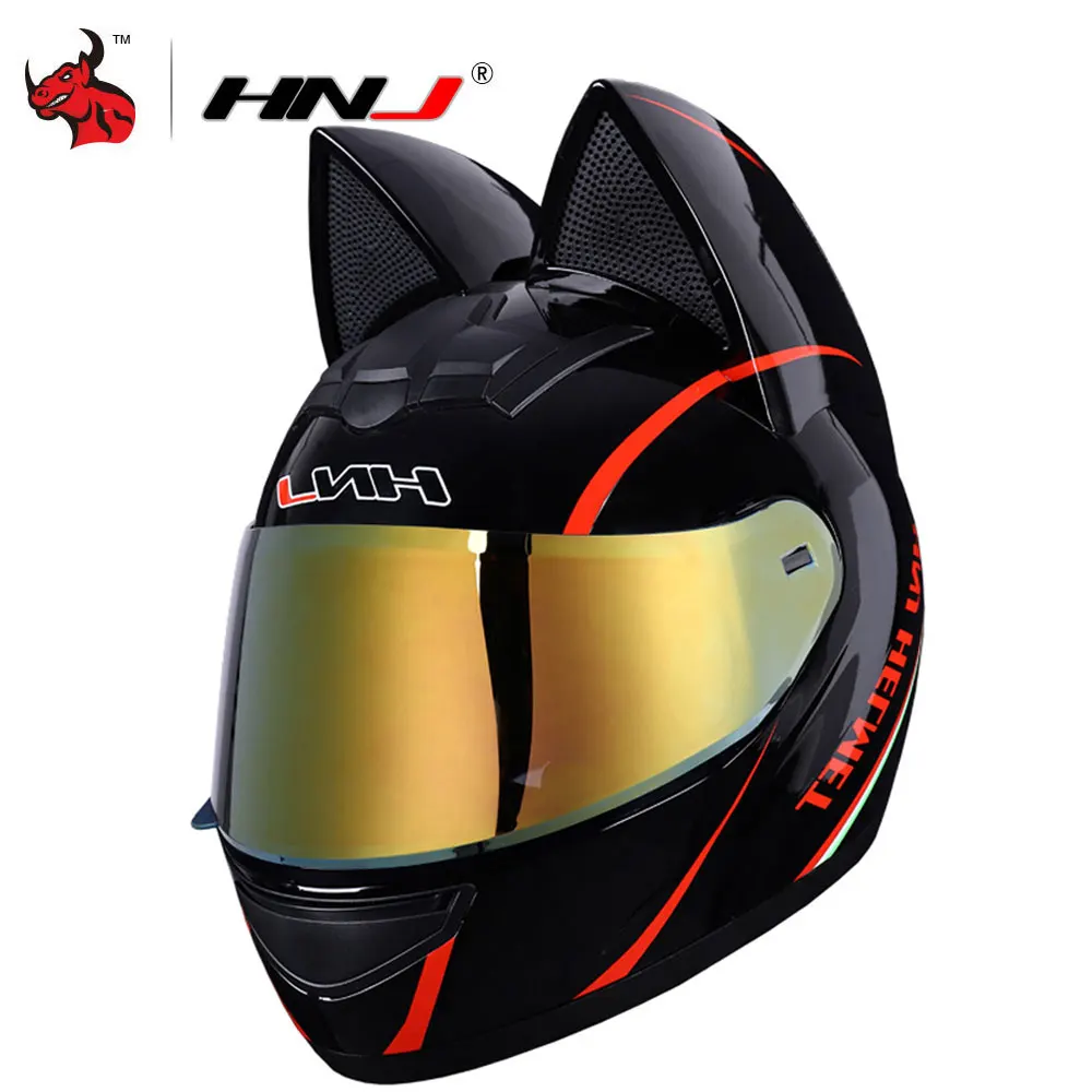 Шлем мотоциклетный HNJ для женщин на все лицо 4 цвета розовый желтый черный белый |
