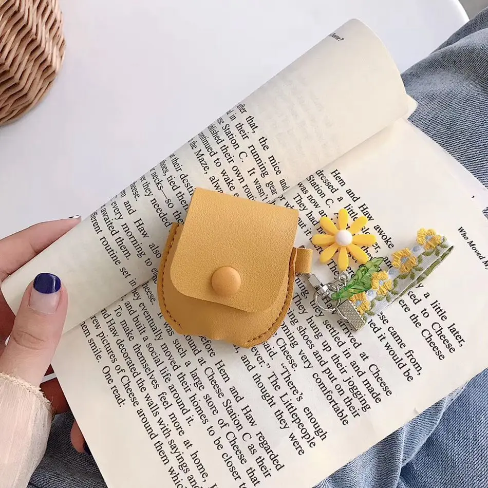 Flower Yellow Чехол для AirPods милый мультяшный слон кожухи головных телефонов для Apple Airpods 2 забавные аксессуары защитный чехол с кольцом на палец - Цвет: Flower Yellow