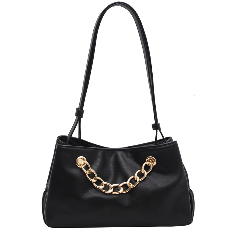 

Gold Chain PU Leather Crossbody Bags For Women 2020 winter Small Shoulder Handbags Female Solid Color Cross Body Bag