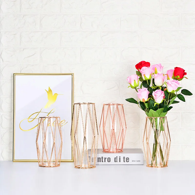 

flower vase for home decor tabletop metal glass vases nordic decoration for Artificial & Dried flowers new arrival