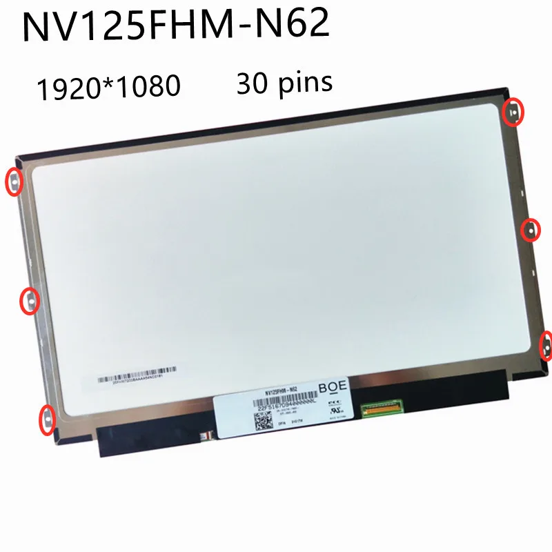 

12.5" Matrix for laptop LCD IPS display NV125FHM-N62 LP125WF4 SPB1 LP125WF4-SPB1 (SP)(B1) FHD 1920*1080 eDP 30 pins panel