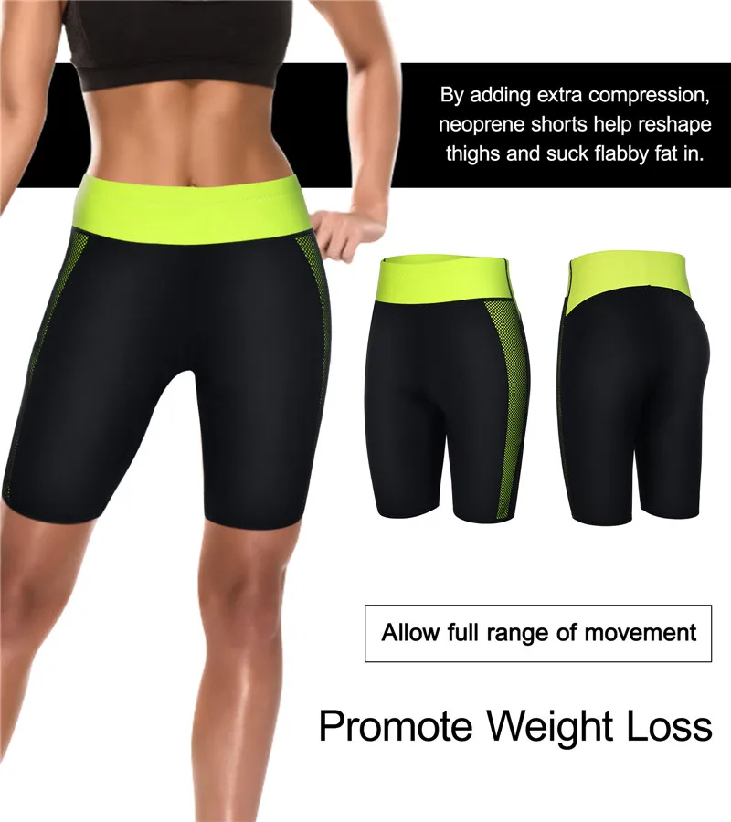 Junlan Neoprene Women Shorts Slimming Tummy Control Pants High Waist Trainer Bottom Shapewear Thigh Reducing Sweaty Shapers