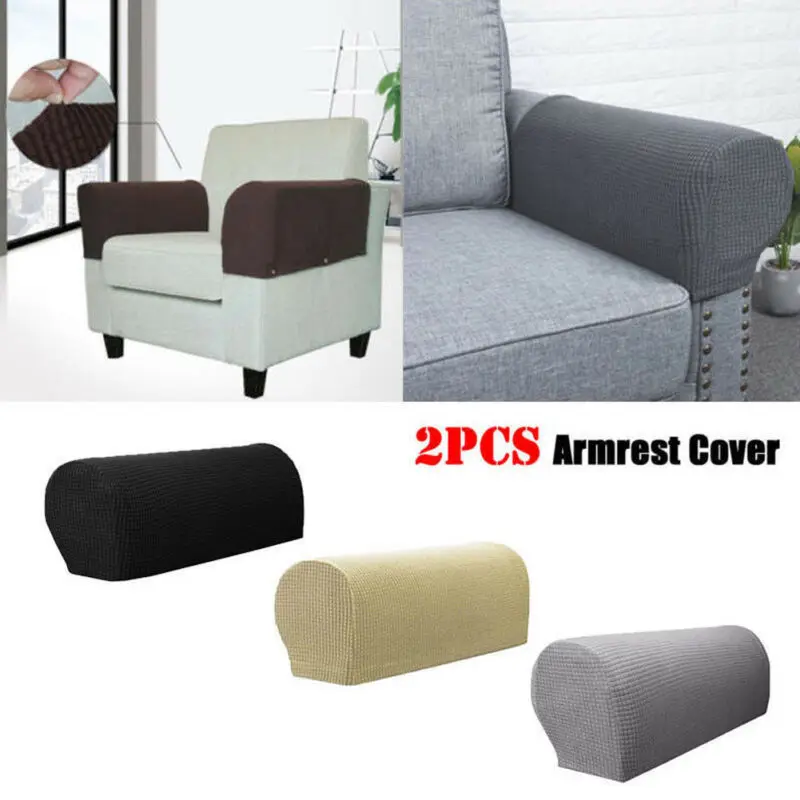 2PCS Removable Arm Chair Protector Sofa Armchair Living Room Covers Stretch Couch Armrest Solid Cover | Дом и сад
