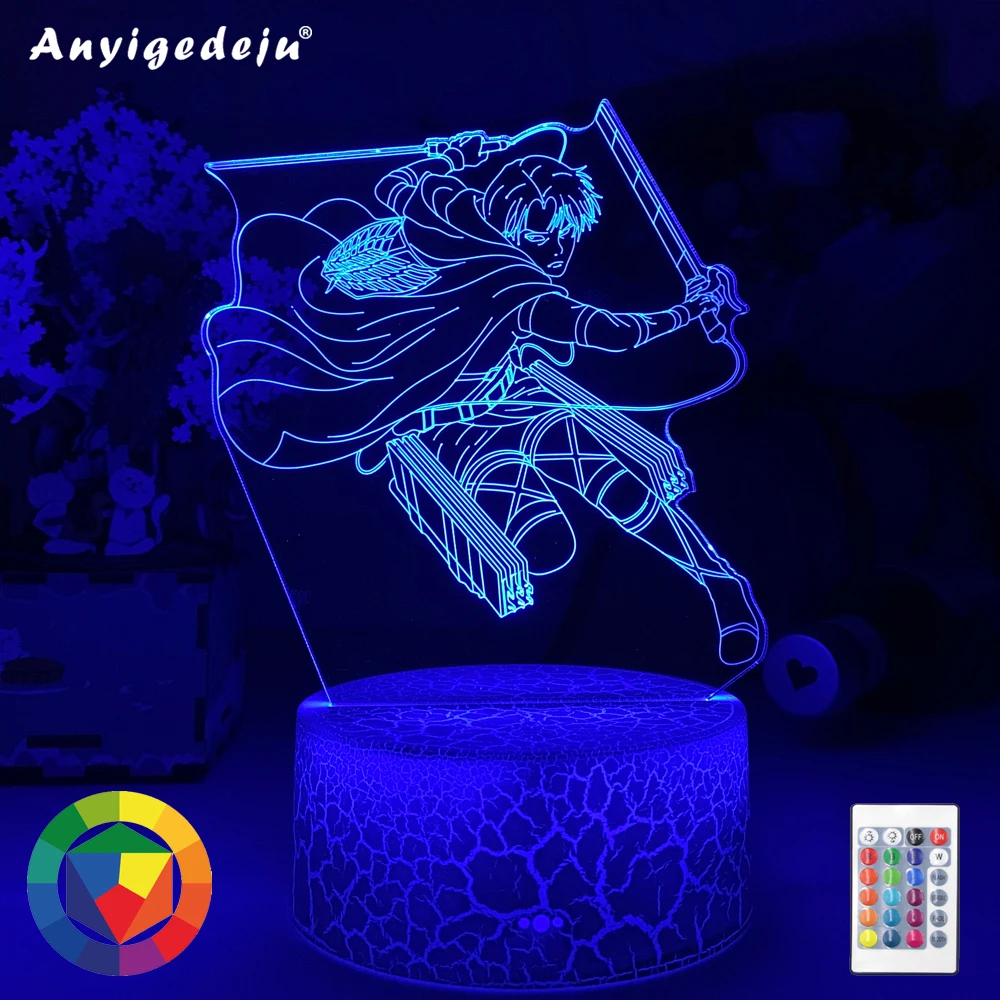 

Newest Acrylic 3d Lamp Levi Ackerman Attack on Titan for Home Room Decor Light Child Gift Levi Ackerman LED Night Light Anime