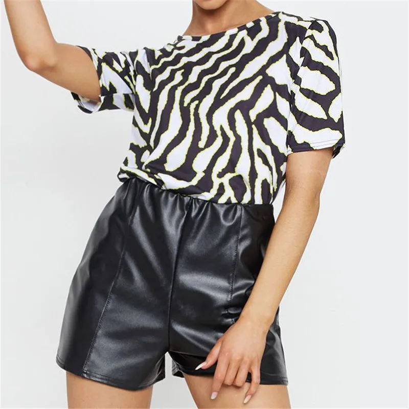 

Fashion Zebra Printed Tops and Blouses Women Casual Tees White Shirts 2019 Office Ladies Clothes Short Sleeve Top Blusas Female