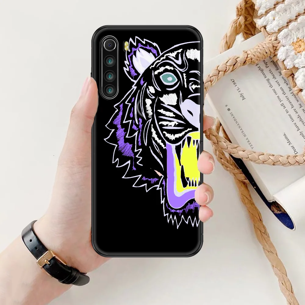 

Fashion Tiger brand Luxury Phone case For Xiaomi Redmi Note 7 7A 8 8T 9 9A 9S 10 K30 Pro Ultra black luxury shell painting