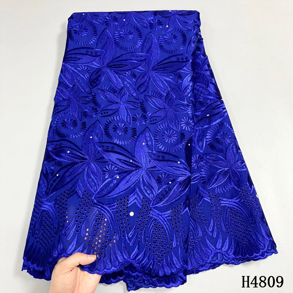 

Royal Blue Swiss Lace Fabric 2021 High Quality Dubai Voile Suisse Coton Embroidery African Cotton Lace Fabric 5 Yards HJ4809