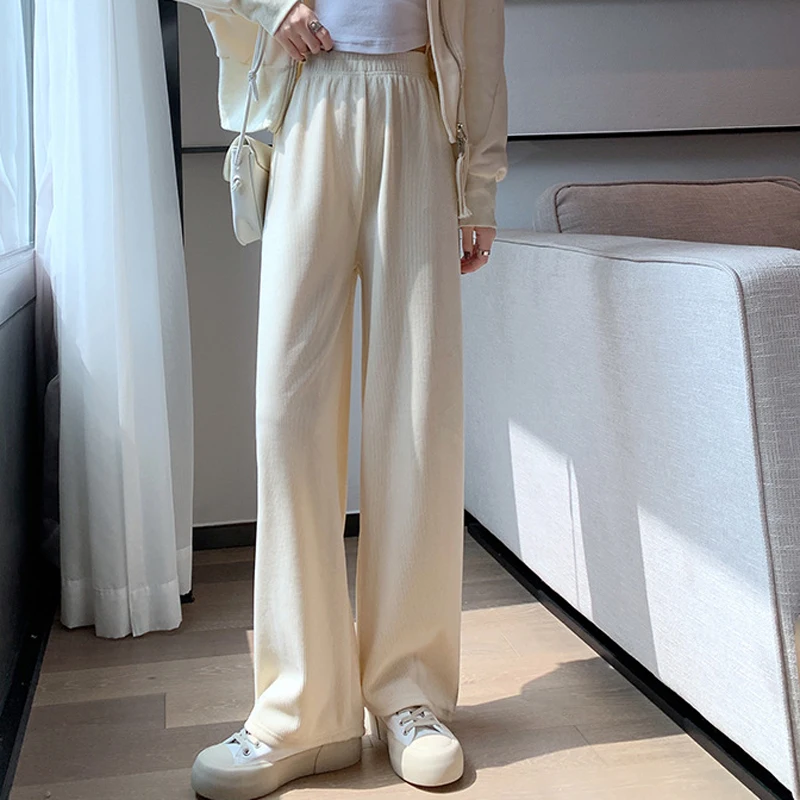 Теплые свободные брюки Sungtin модные однотонные повседневные с широкими штанинами