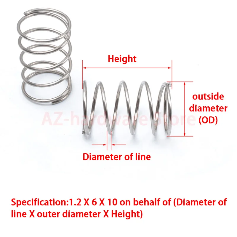 304 Stainless Steel Compression Spring Return Wire Diameter 0.8mm Outside 5-14mm pressure spring 10 Pcs | Обустройство дома