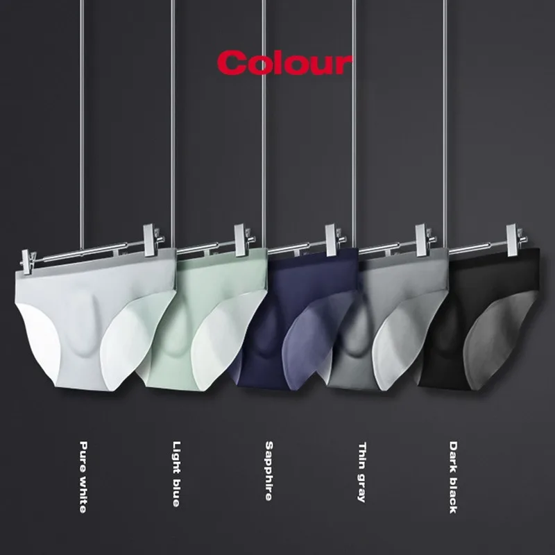 

1pc Men's Underwear Male Ice Silk Briefs Breathable Quick Drying Seamless Shorts Ultra Thin Sexy Mens Underpants summer