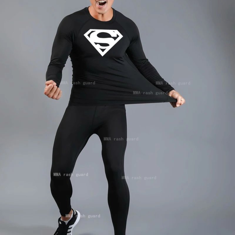 Thermal Underwear Top Winter Men's Clothing Warm T-shirt Pants Leggings Tracksuit for Men 2 Sets Compression Shirt Sweat Jogger