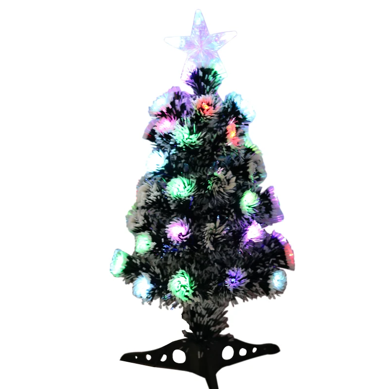 

New Luminous Colorful Celebrate Supplies Christmas Tree Snow Circle Optical Fiber Xmas Artificial Tree Ornaments for Home Decor