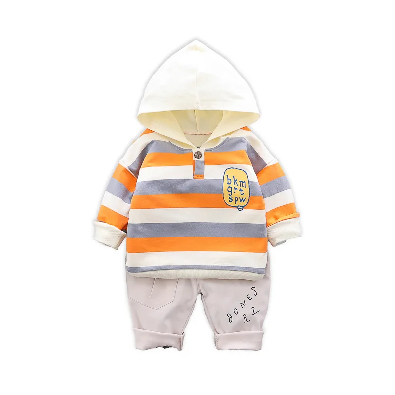 

2020 new casual children's suit for small and medium-sized children's striped cotton hooded sweater and trousers two-piece suit
