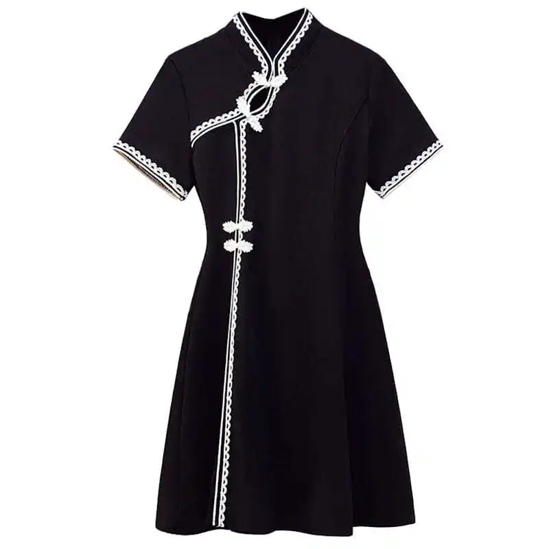 

2021 Xiajin New Extra Large Women's Women's Cheongsam Dress Improved Loose and Thin Dress Tide