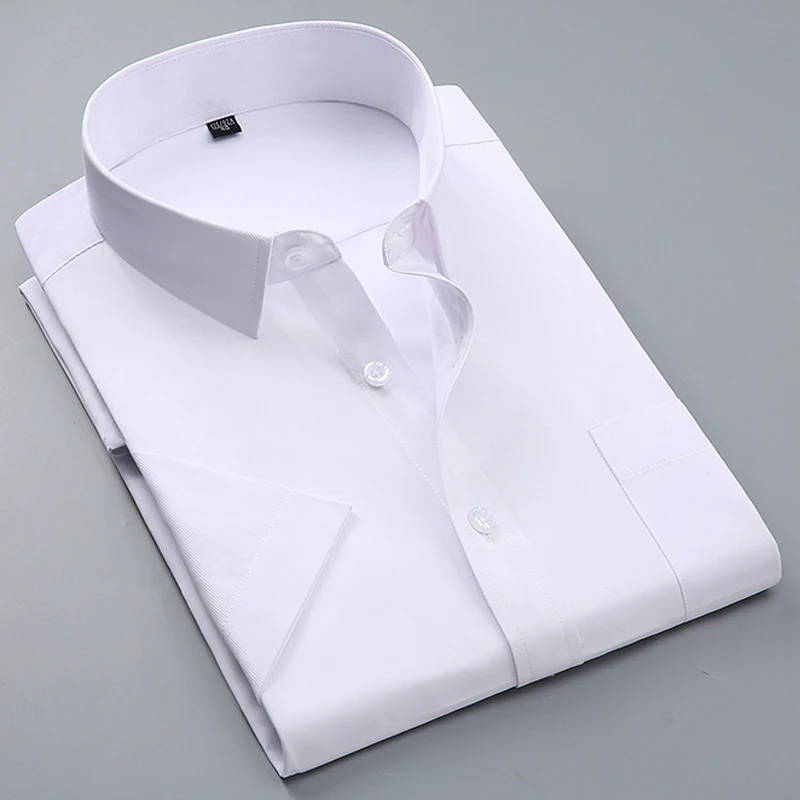 

Мужская Базовая рубашка с одним нагрудным карманом, белая классическая формальная деловая рубашка с короткими рукавами, лето 2022