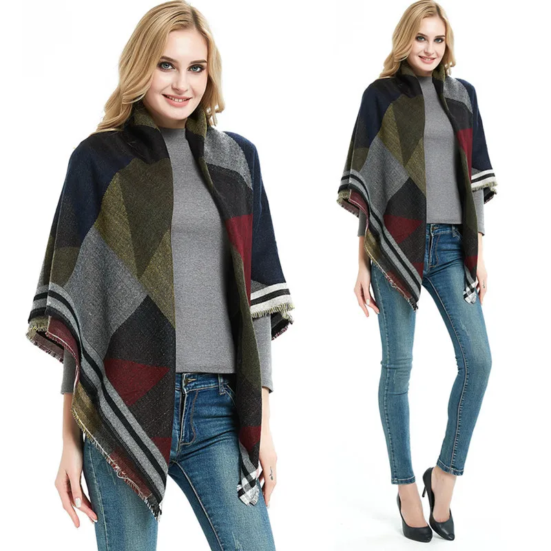 Европейская американская Берцовая Геометрическая квадратная шаль из