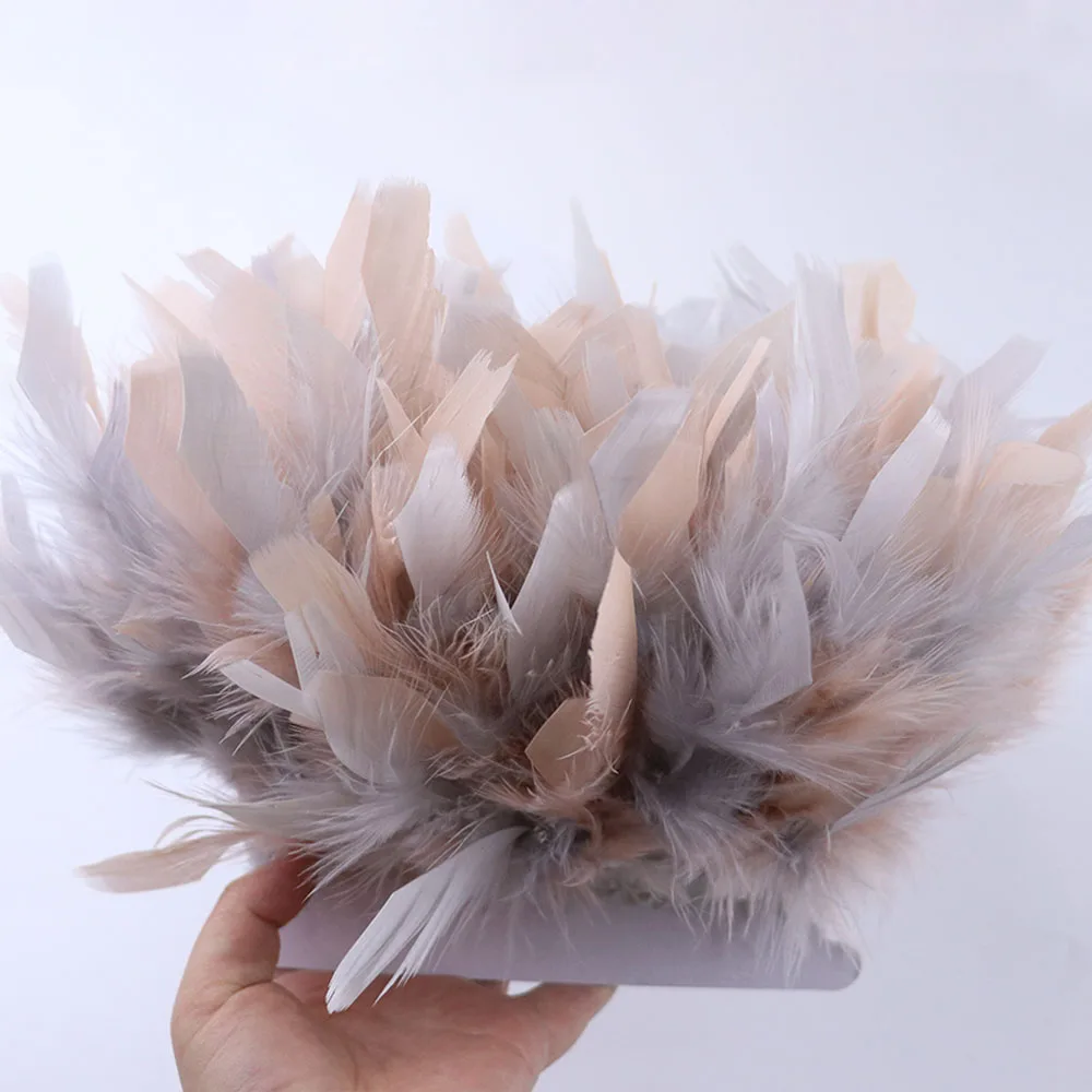 

Fluffy Turkey Marabou Feather Fringe Ribbon Soft Feather Trim 10-15cm Double Color Wedding/skirt Decoration Plume
