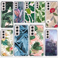 flowers leaves phone case coque for samsung galaxy s21 ultra s20 fe s20 plus s10e s10 lite s8 s9 plus s7 back cover funda