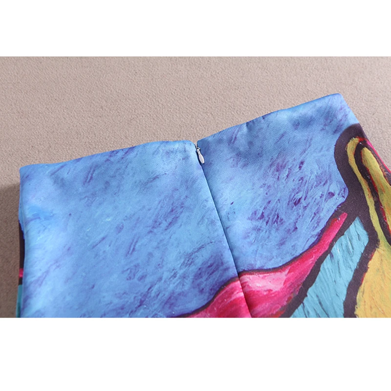 Женская юбка карандаш с принтом Ван Гога летняя эластичная до колен масляной