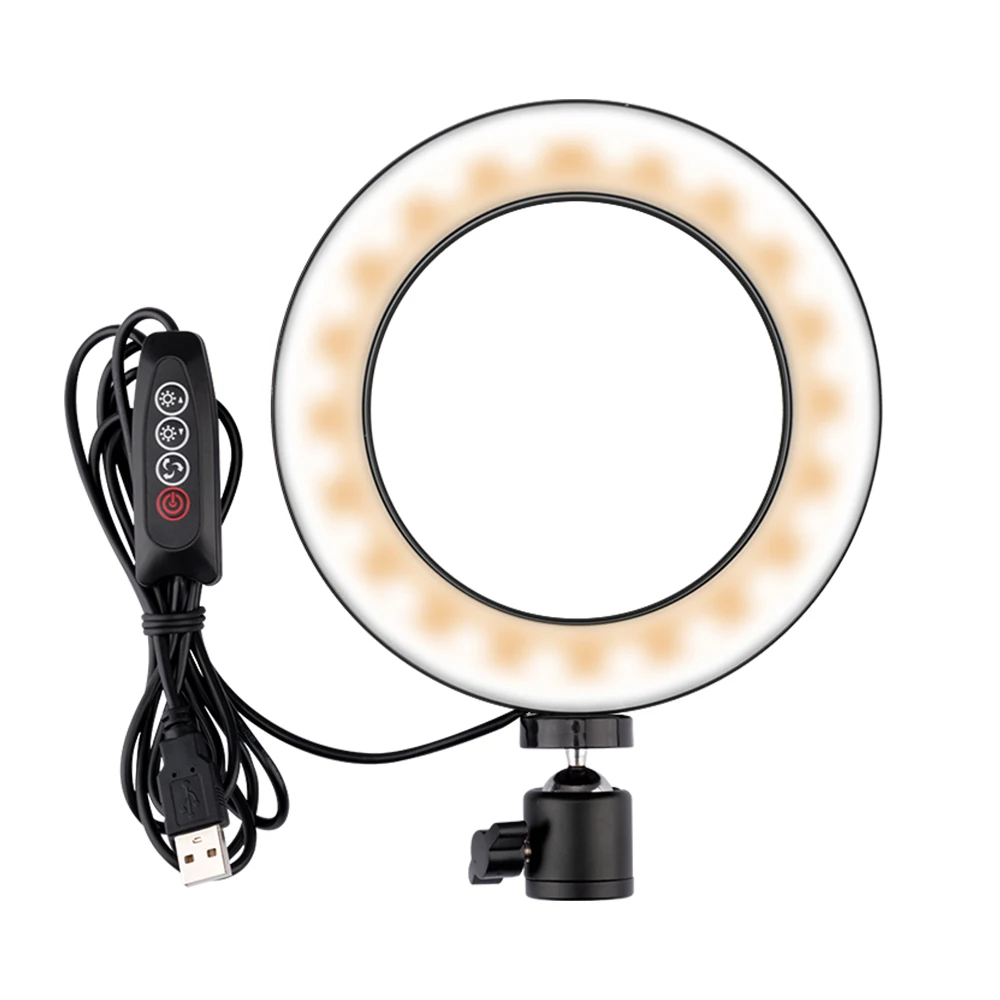 

6.2 Inch LED Ring Light Dimmable Cold Warm LED Studio Camera Phone Video Light Lamp With Mini Metal Tripod Ring Table Fill Light