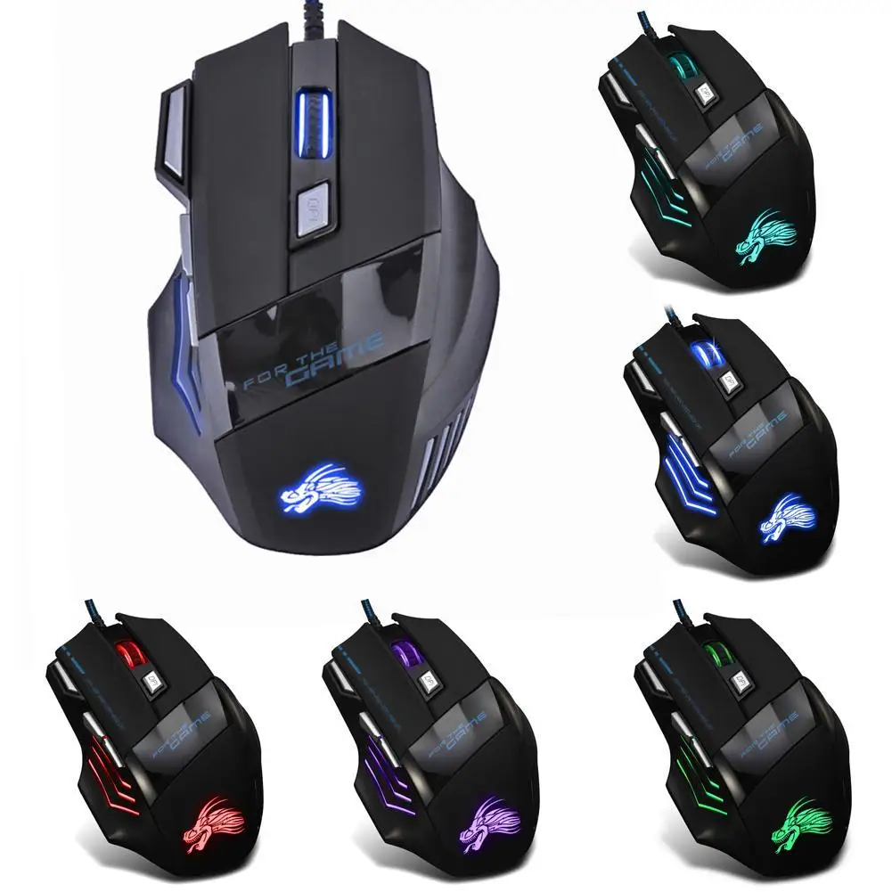 

7 Buttons USB Wired Gaming Mouse 5500 DPI Adjustable LED Backlit Optical Computer Mouse Gamer Mice For PC Laptop Notebook New