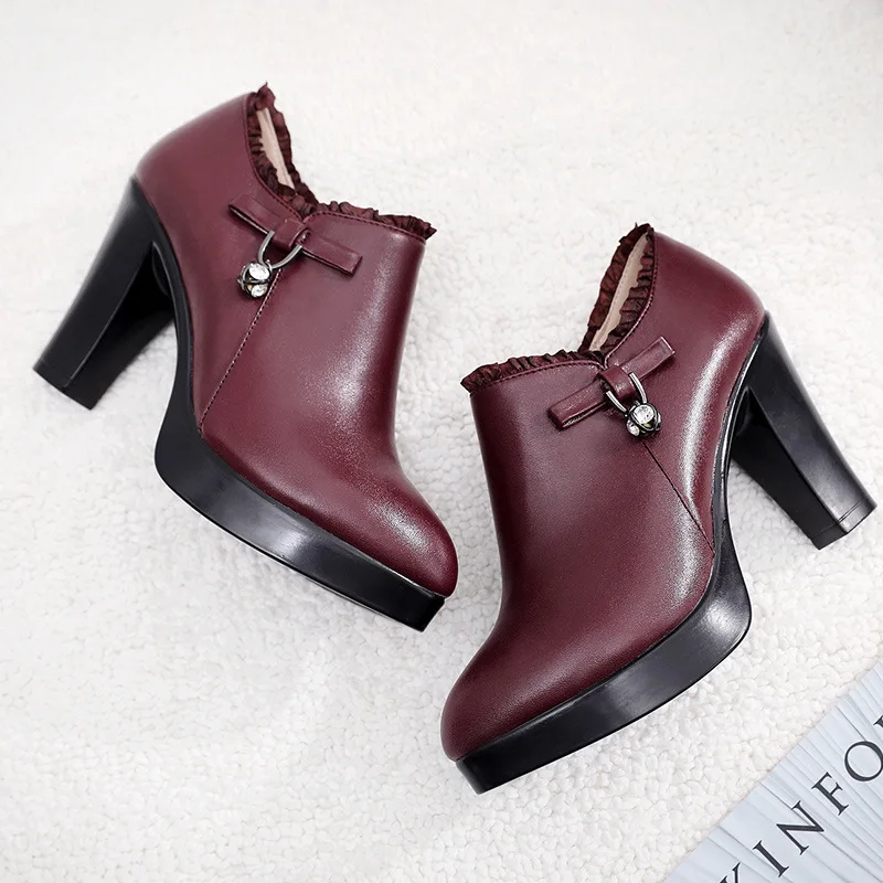 Qiannml плюс Size32 Большие размеры 33-43 женские с удлиненным носком обувь на каблуке 2021